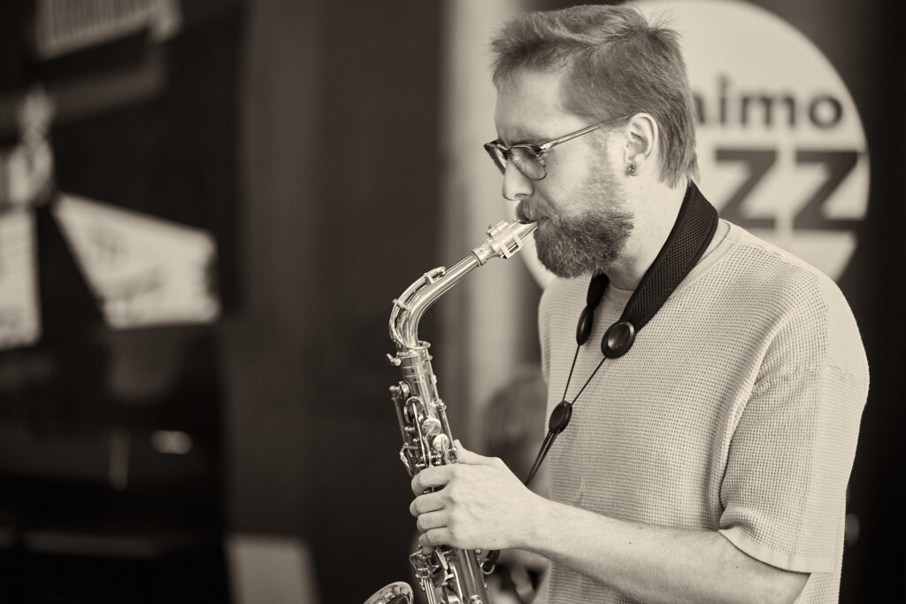 Man playing saxophone at the Nanaimo Jazz Festival
